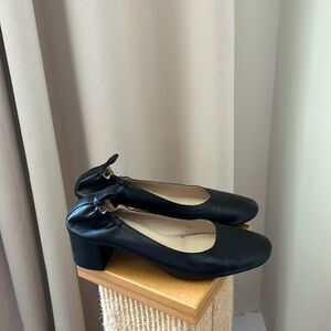 Everlane The Italian Leather Day Heel in Black Napa Leather 9